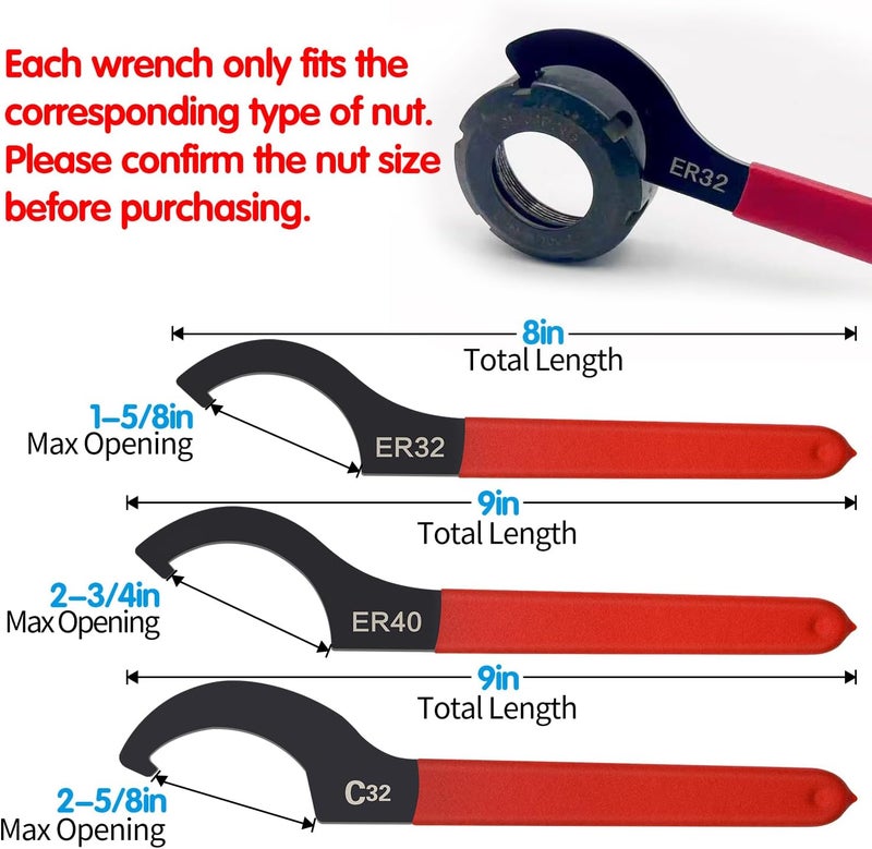 Mdvora 6pcs Coilover Spanner Wrench Set, C-Shape Shock Spanner Hook Wrench Tools, for Suspension System and Shock Adjustment - Image 3